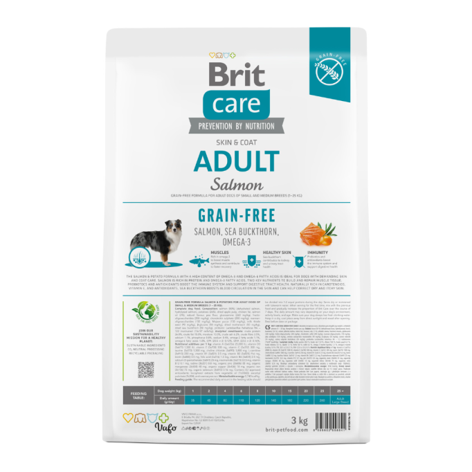 Brit Care Dog Grain-free Adult Сухий беззерновий корм з лососем для дорослих собак малих та середніх порід 3кг