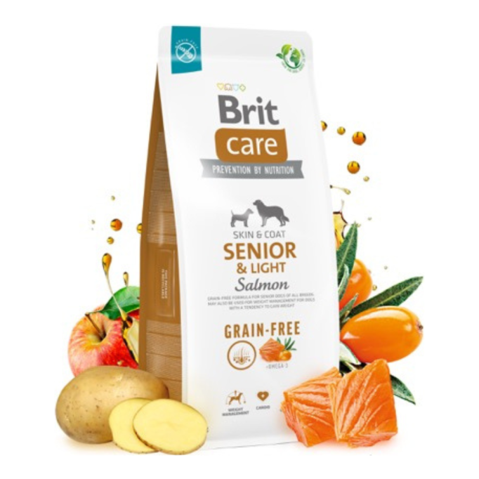 Brit Care Dog Grain-free Senior & Light Сухий беззерновий корм з лососем для старіючих собак усіх порід 12кг