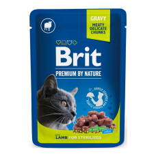 Brit Premium Cat Lamb for Sterilised pouch Вологий корм з ягням для дорослих стерилізованих котів (в соусі) 100г 24шт