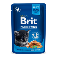 Brit Premium Cat Kitten Chicken Chunks pouch Вологий корм з куркою для кошенят (в соусі) 100г 24шт
