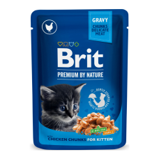 Brit Premium Cat Kitten Chicken Chunks pouch Вологий корм з куркою для кошенят (в соусі) 100г 24шт