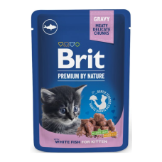 Brit Premium Cat White Fish for Kitten pouch Вологий корм з білою рибою для кошенят (в соусі) 100г 24шт