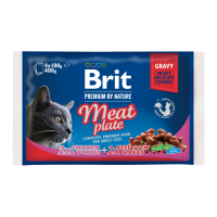 Brit Premium Cat Meat Plate pouches Набір вологого корму м'ясна тарілка для дорослих котів (в соусі) 100г 4шт