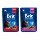 Brit Premium Cat Meat Plate pouches Набір вологого корму м'ясна тарілка для дорослих котів (в соусі) 100г 4шт