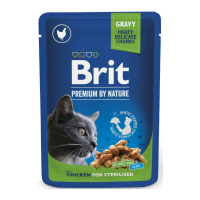 Brit Premium Cat Sterilised Chicken Slices pouch Вологий корм з куркою для дорослих стерилізованих котів (в соусі) 100г 24шт
