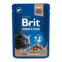 Brit Premium Cat Liver for Sterilised pouch Вологий корм з печінкою для дорослих стерилізованих котів (в соусі) 100г 24шт
