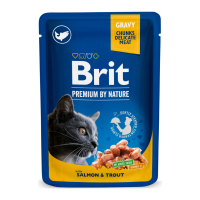 Brit Premium Cat Salmon & Trout pouch Вологий корм з лососем і фореллю для дорослих котів (в соусі) 100г 24шт