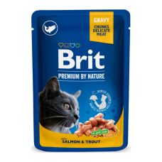 Brit Premium Cat Salmon & Trout pouch Вологий корм з лососем і фореллю для дорослих котів (в соусі) 100г 24шт
