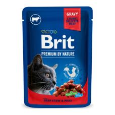 Brit Premium Cat Beef Stew & Peas pouch Вологий корм з тушкованою яловичиною та горошком для дорослих котів (в соусі) 100г 24шт