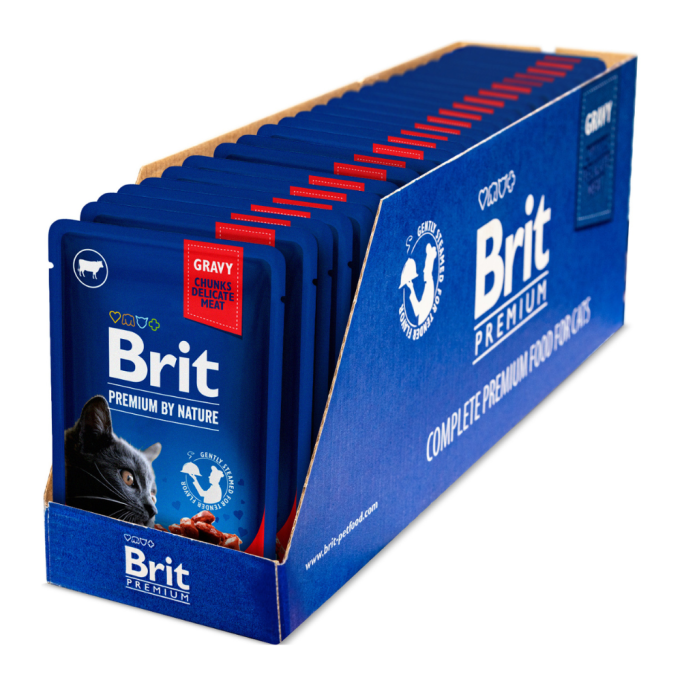 Brit Premium Cat Beef Stew & Peas pouch Вологий корм з тушкованою яловичиною та горошком для дорослих котів (в соусі) 100г 24шт