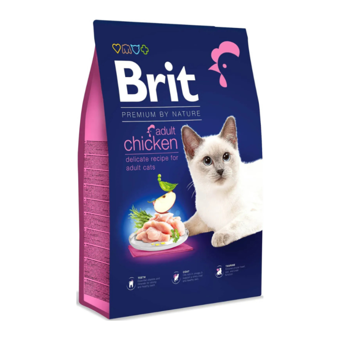 Brit Premium by Nature Cat Adult Chicken Сухий корм з куркою для дорослих котів 8кг