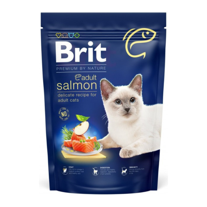 Brit Premium by Nature Cat Adult Salmon Сухий корм з лососем для дорослих котів 1,5кг