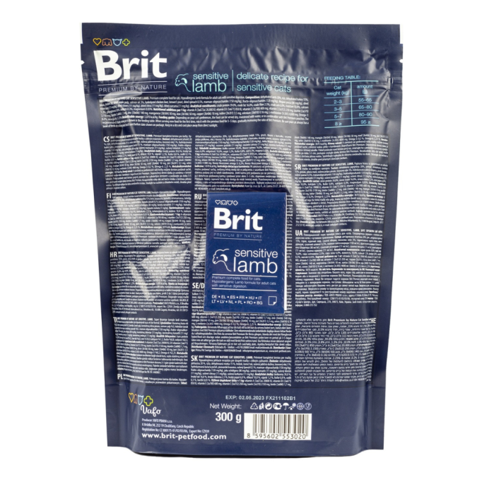Brit Premium by Nature Cat Sensitive Lamb Сухий корм для дорослих котів з чутливим травленням 300г