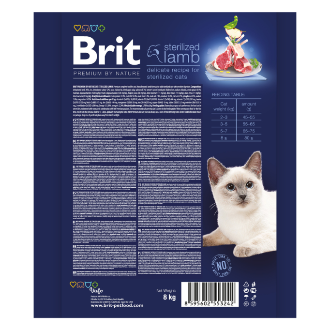 Brit Premium by Nature Cat Sterilized Lamb Сухий корм з ягням для стерилізованих котів 8кг
