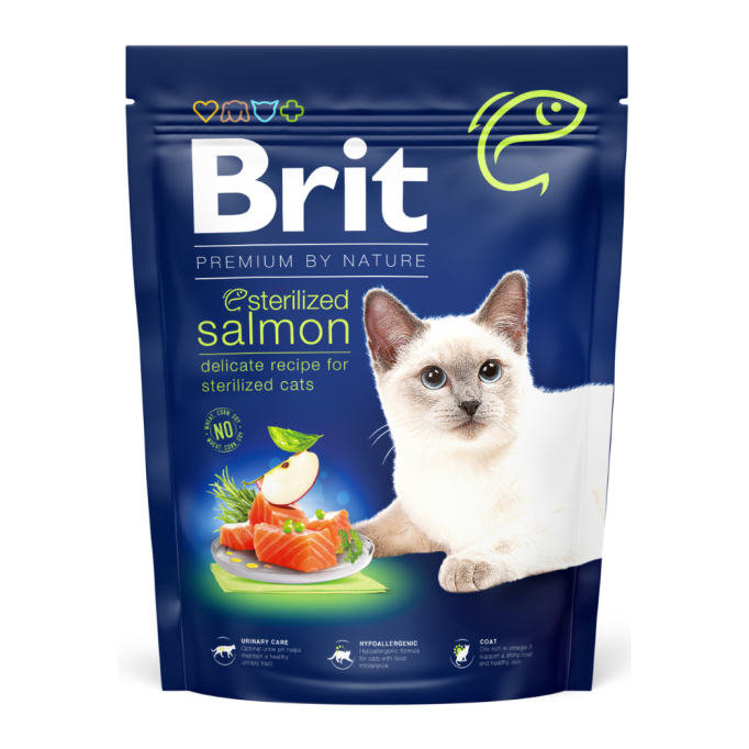 Brit Premium by Nature Cat Sterilized Salmon Сухий корм з лососем для стерилізованих котів 300г