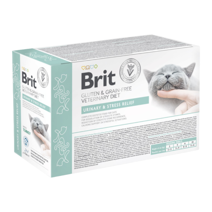 Brit GF Veterinary Diets Cat Urinary and Stress Relief Дієтичний вологий корм для дорослих котів при сечокам'яній хворобі та стресі 85г 12шт