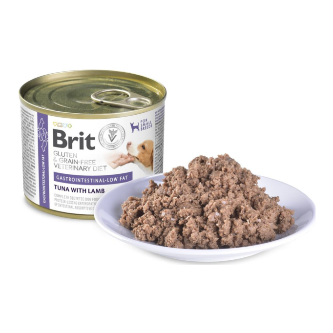 Brit GF VetDiets Dog Gastrointestinal-Low Fat Дієтичний вологий корм з обмеженим вмістом жиру з тунцем і ягням для дорослих собак при порушеннях травлення 200г