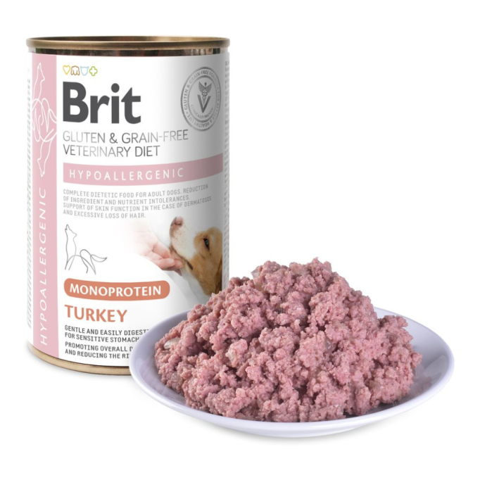 Brit GF VetDiets Dog Hypoallergenic Дієтичний вологий корм з індичкою для дорослих собак при харчовій алергії 400г