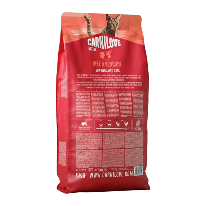 Carnilove Active Beef & Venison Sterilised Сухий корм з яловичиною та олениною для дорослих стерилізованих котів 6кг