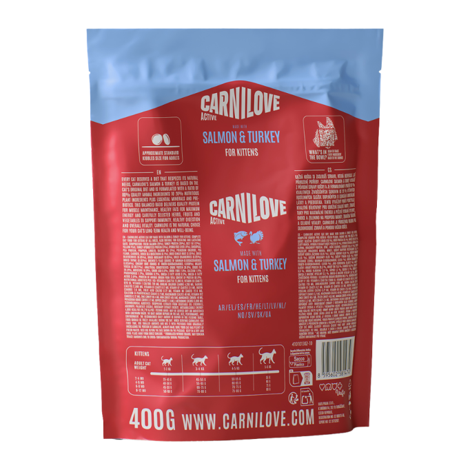 Carnilove Active Salmon & Turkey Kitten Сухий корм з лососем та індичкою для кошенят 400г