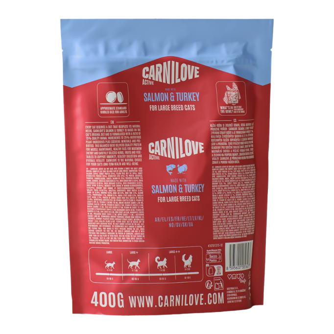 Carnilove Active Salmon & Turkey Large Breed Сухий корм з лососем та індичкою для дорослих котів великих порід 400г