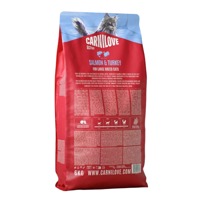 Carnilove Active Salmon & Turkey Large Breed Сухий корм з лососем та індичкою для дорослих котів великих порід 6кг