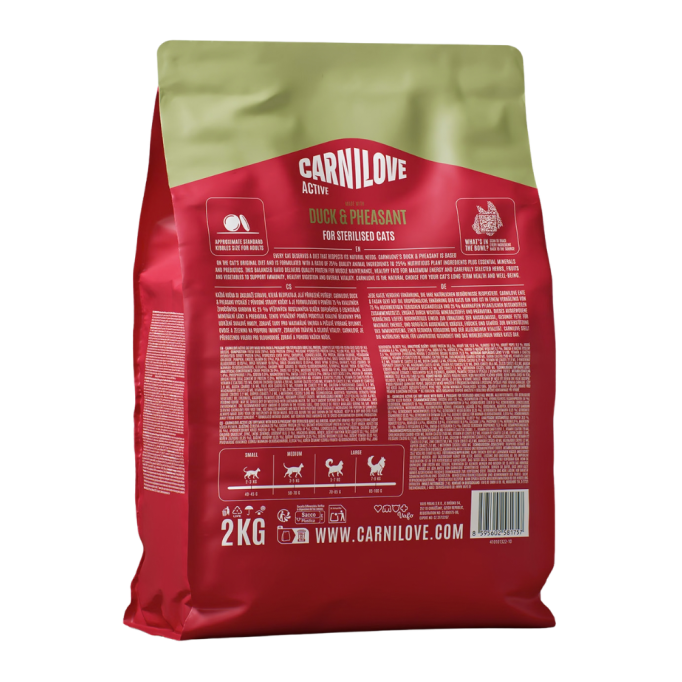 Carnilove Active Duck & Pheasant Sterilised Сухий корм з качкою та фазаном для дорослих стерилізованих котів 2кг