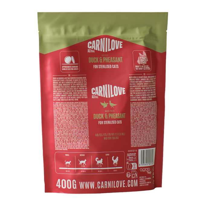 Carnilove Active Duck & Pheasant Sterilised Сухий корм з качкою та фазаном для дорослих стерилізованих котів 400г
