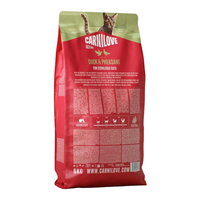 Carnilove Active Duck & Pheasant Sterilised Сухий корм з качкою та фазаном для дорослих стерилізованих котів 6кг