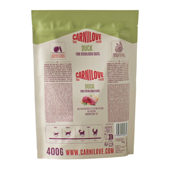 Carnilove True Fresh Duck Sterilised Сухий корм з качкою для дорослих стерилізованих котів 400г