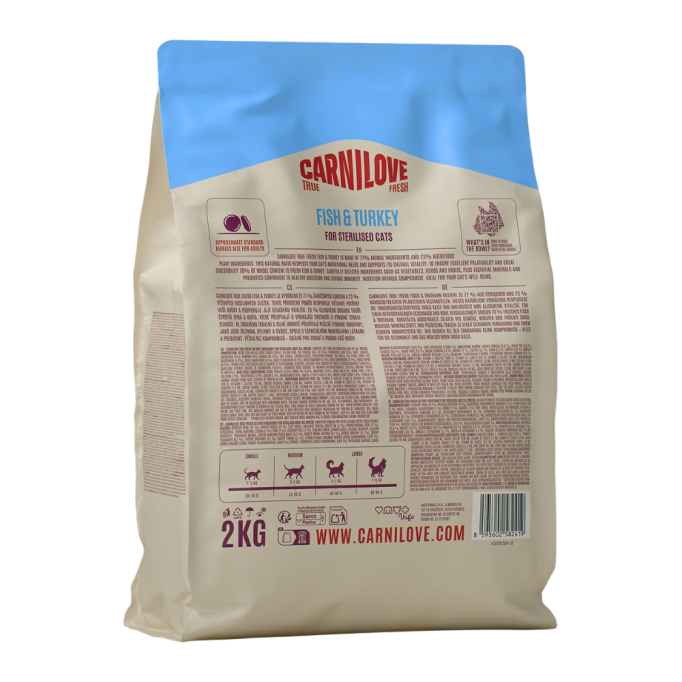 Carnilove True Fresh Fish & Turkey Sterilised Сухий корм з рибою та індичкою для дорослих стерилізованих котів 2кг