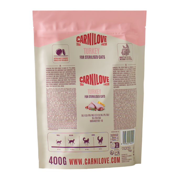 Carnilove True Fresh Turkey Sterilised Сухий корм з індичкою для дорослих стерилізованих котів 400г