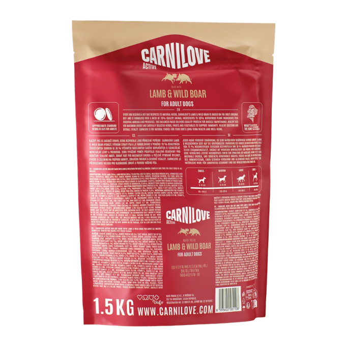 Carnilove Active Lamb & Wild Boar Сухий корм з ягням і диким кабаном для дорослих собак 1,5кг