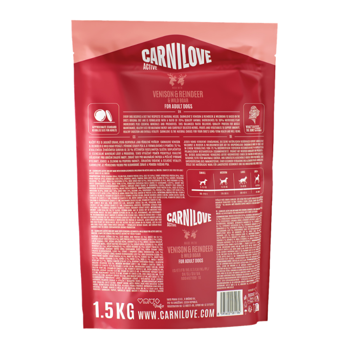 Carnilove Active Venison & Reindeer & Wild Boar Active Adults Сухий корм з олениною і диким кабаном для дорослих активних собак 1,5кг
