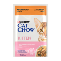 Cat Chow Kitten Вологий корм з індичкою та цукіні для кошенят (в желе) 85г 26шт
