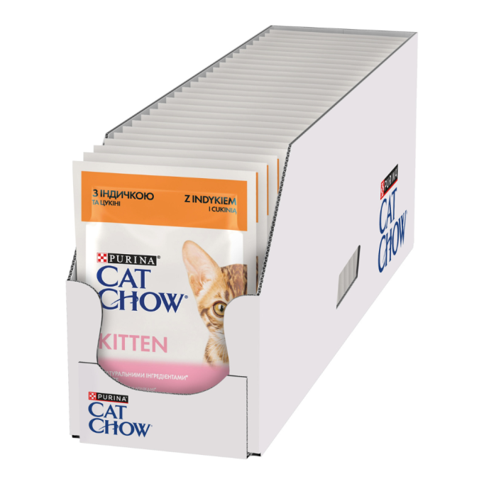 Cat Chow Kitten Вологий корм з індичкою та цукіні для кошенят (в желе) 85г 26шт