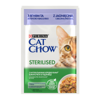 Cat Chow Sterilised Вологий корм з ягням та зеленою квасолею для дорослих стерилізованих котів (в соусі) 85г 26шт