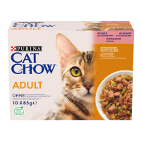 Cat Chow Adult Вологий корм з лососем та зеленою квасолею для дорослих котів (в желе) 85г 10шт