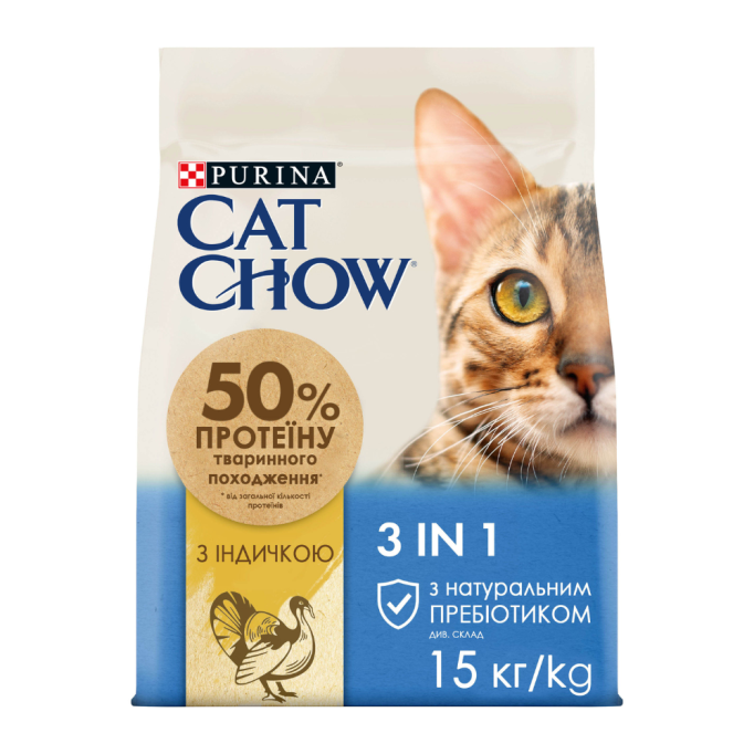 Cat Chow Special Care 3in1 Сухий корм 3в1 з індичкою для дорослих котів 15кг