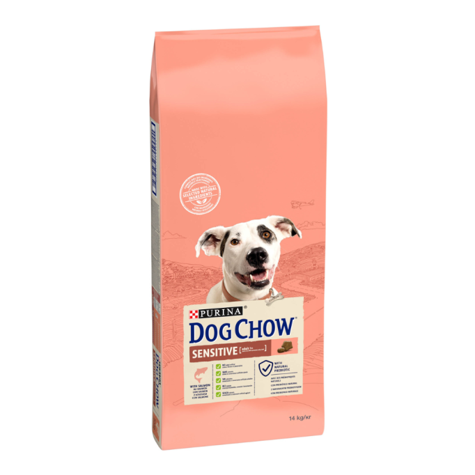 Dog Chow Sensitive Сухий корм з лососем для дорослих собак схильних до алергії 14кг