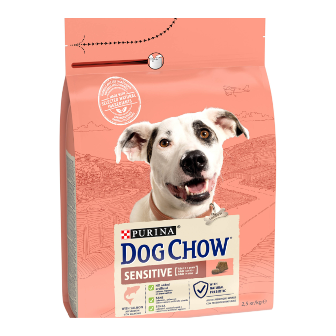 Dog Chow Sensitive Сухий корм з лососем для дорослих собак схильних до алергії 2,5кг