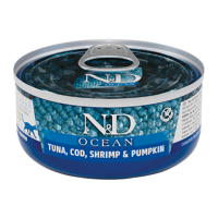 Farmina N&D Grain Free Ocean Tuna Cod Shrimp & Pumpkin Adult Cat Беззерновий вологий корм для дорослих котів з тунцем тріскою креветкою та гарбузом 70г