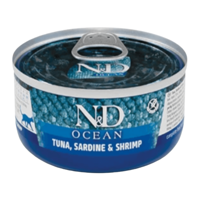 Farmina N&D Grain Free Ocean Tuna Sardine & Shrimp Adult Cat Беззерновий вологий корм для дорослих котів з тунцем сардиною та креветкою 70г