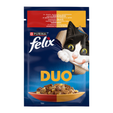 Felix Fantastic Duo Вологий корм з яловичиною та птицею для дорослих котів (в желе) 85г 26шт 