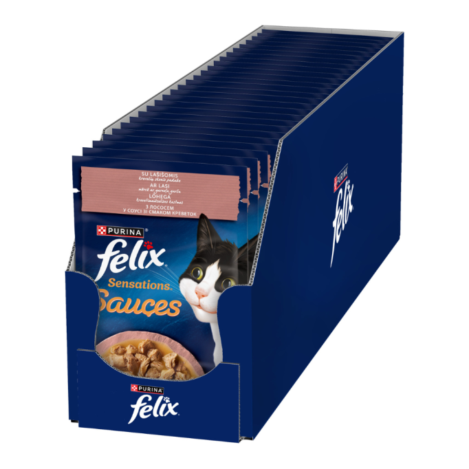 Felix Sensations Sauces Вологий корм з лососем і креветками для дорослих котів (в соусі) 85г 26шт 