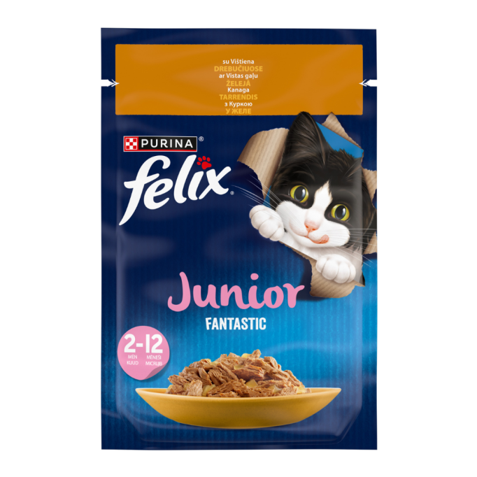 Felix Fantastic Junior Вологий корм з куркою для кошенят (в желе) 85г 26шт