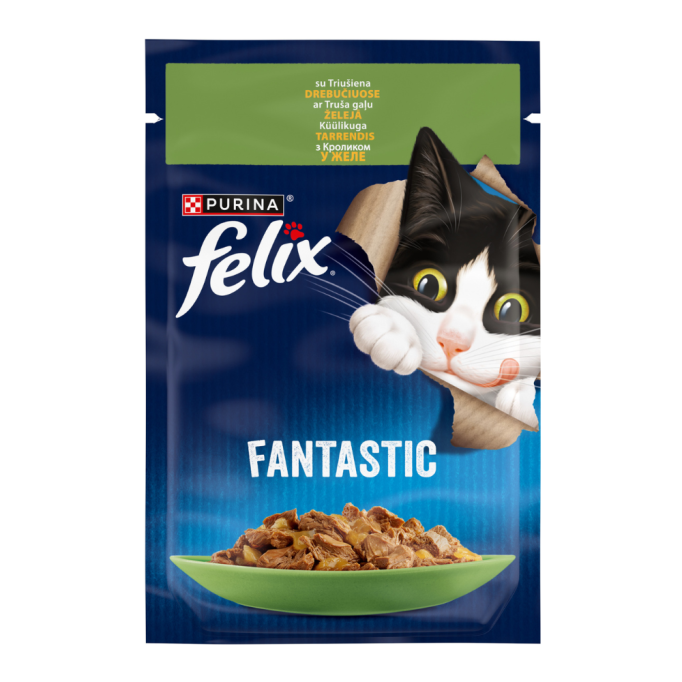 Felix Fantastic Вологий корм з кроликом для дорослих котів (в желе) 85г 26шт 