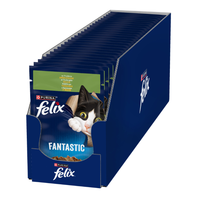 Felix Fantastic Вологий корм з кроликом для дорослих котів (в желе) 85г 26шт 