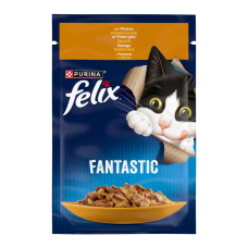 Felix Fantastic Вологий корм з куркою для дорослих котів (в желе) 85г 26шт 
