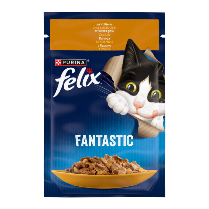 Felix Fantastic Вологий корм з куркою для дорослих котів (в желе) 85г 26шт 